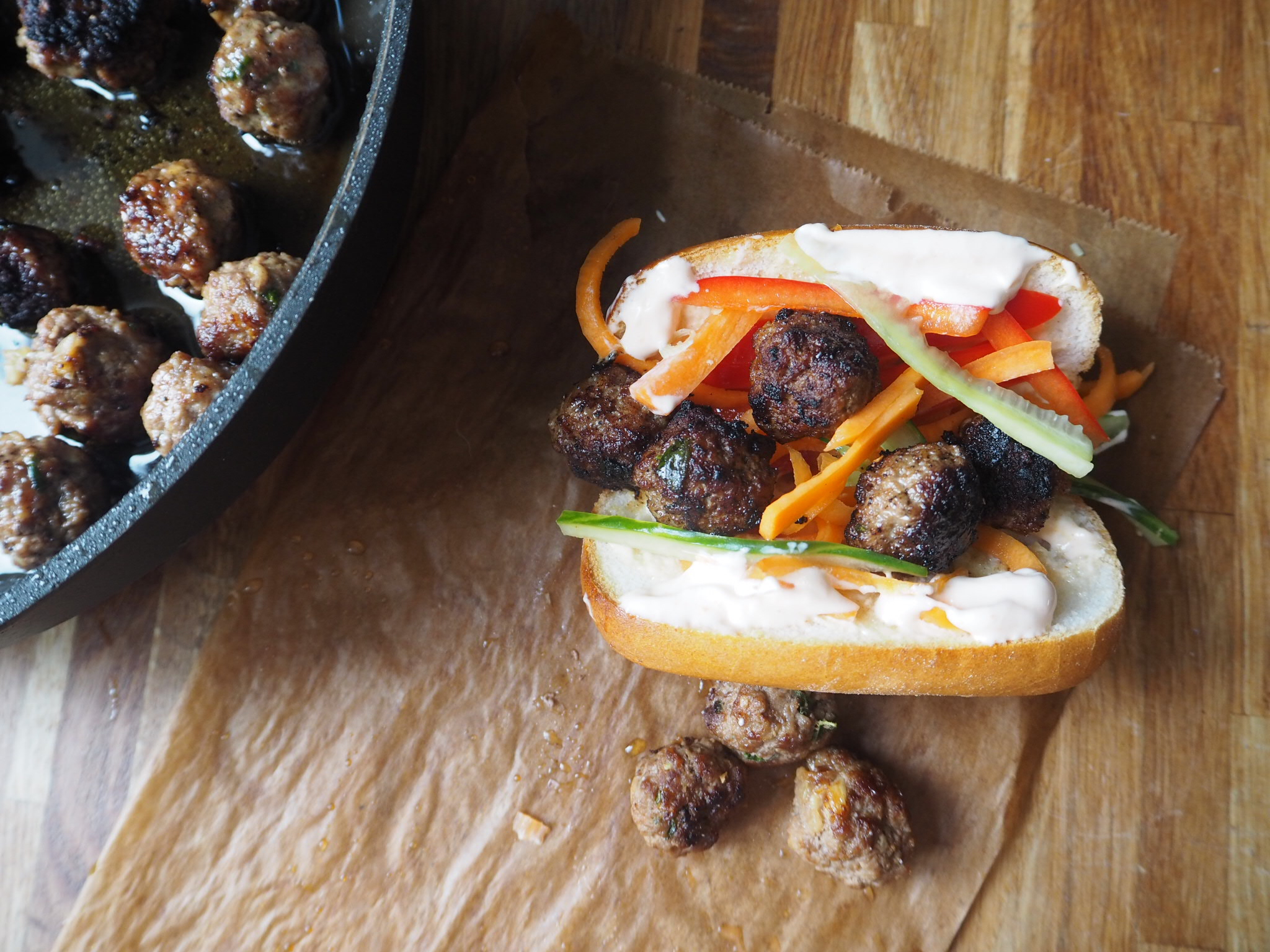 Glutenfri meatball sandwich